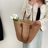 Luxury Woven Basket Tote Large Straw Shoulder Bag for Women - Himpall